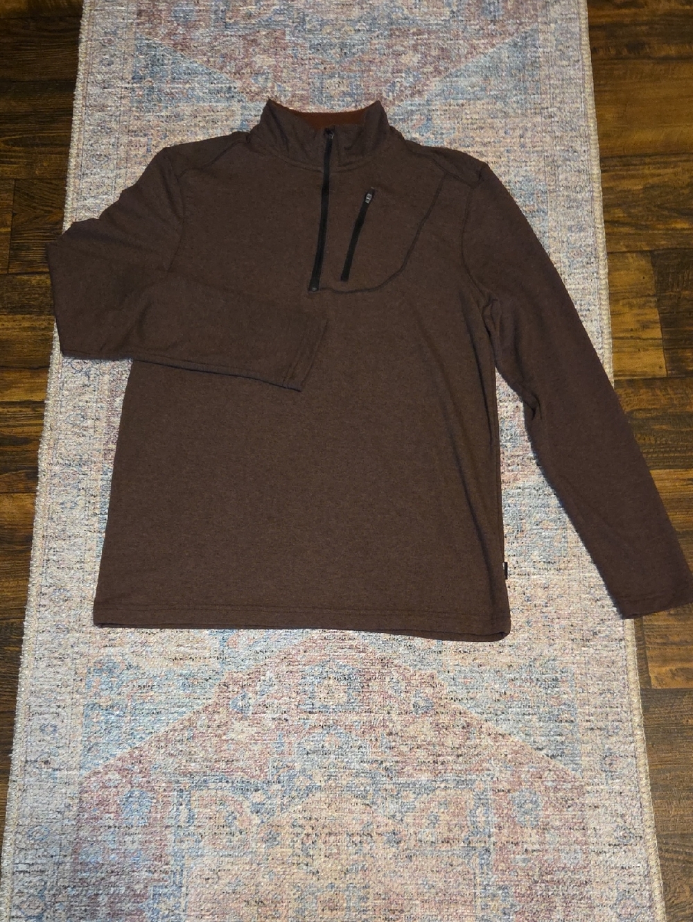Swiss Tech Men's Brown Quarter-Zip Chest Pocket Sweater
